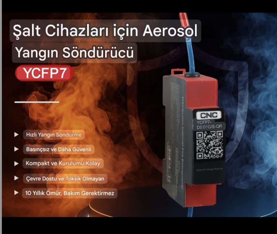 Şalter ve elektrik panosu içinde aerosol yangın söndürme cihazı montajı